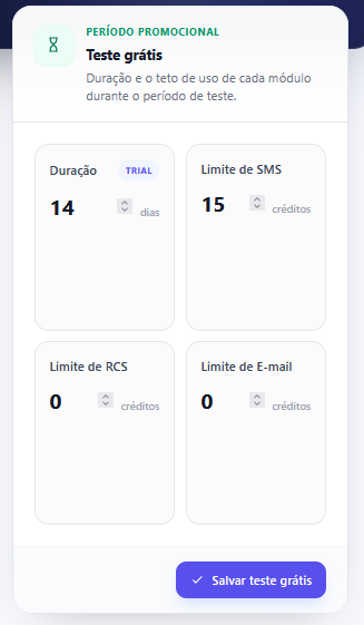 Bloco Teste grátis